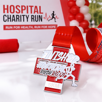 Médaille personnalisée pour hôpital, OEM ODM, en émail argenté, pour la course de fond de 5 km, la course de bienfaisance, la santé, le sport, en alliage de zinc avec ruban