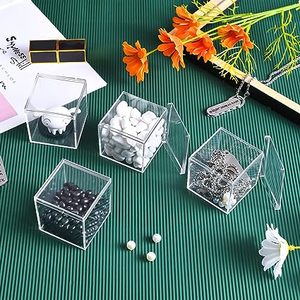 Clear Acrylic <strong>Box</strong> Plastic Square Cube, <strong>Small</strong> Plastic square Cube Containers with <strong>Lid</strong> <strong>Storage</strong> <strong>Box</strong> - Product Image 2