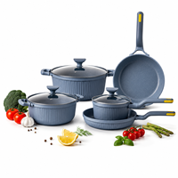 Ensemble de 4 ustensiles de cuisine antiadhésifs en fonte de qualité alimentaire, motif grain vertical, style japonais, pour restaurant commercial, avec poignée douce au toucher