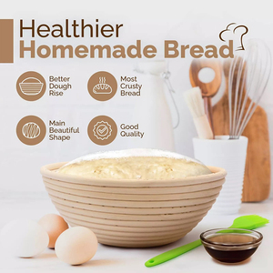 ชุดตะกร้าสำหรับหมักแ<span class=keywords><strong>ป</strong></span>้งขนมปังซาวโดว์แบบกำหนดเอง ขนาด 9 นิ้ว พร้อมชุดเริ่มต้นสำหรับมือใหม่ พร้อมแม่แบบ DIY ถุงเก็บ และอื่นๆ - Product Image 2