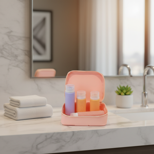 Pochette cosmétique carrée en silicone, sac de voyage imperméable pour maquillage, pochette zippée, trousse de toilette pour femmes et filles - Product Image 3