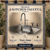 Robinet de cuisine simple en acier inoxydable 304, design moderne, multifonctionnel, pour lavage de légumes, avec fonction cascade et jet plongeant, grand modèle