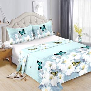 Ensemble de literie en coton 3 pièces, motif végétal, tissu doux, draps respirants - Product Image 1