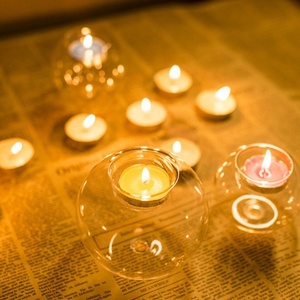 Penjualan Laris Pemegang Lilin Kaca Bola Bulat Tealight Dekorasi 8Cm Bening Kustom - Product Image 4