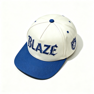 Casquette Snapback Unisexe Personnalisée avec Broderie 3D sur Toile, Blanc et Bleu Royal, Visière Plate Structurée, Style Sportif, Lettres Gothiques, Streetwear, Chapeau de Sport - Product Image 5