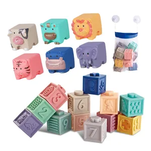 Baby & Toddler educational toys for 6 pcs bear squirt bathing other block & model building toy baby animal rainbow stacking toy