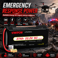 بطارية طائرة بدون طيار VIWIPOW 2026 عالية الأداء 6S 22.2V 27Ah ليثيوم قابلة لإعادة الشحن وطويلة العمر