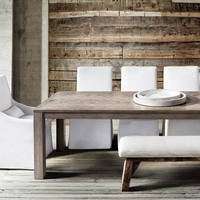 Table à manger et chaises en bois massif, meuble de style américain et moderne