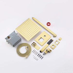 Robinet de Douche et de Bain Mural en Laiton Massif Doré Brossé, Ensemble Mitigeur Pluie 12 Pouces avec Valve d'Équilibrage de Pression - Product Image 6