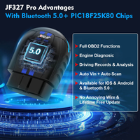 Escáner de Diagnóstico de Sistema OBD2 Completo, Lector de Códigos de Auto Universal OBD JF327 Pro ELM327 BT5.1 con Aplicación Gratuita