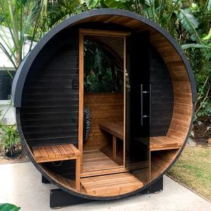 Sauna extérieur moderne en bois de sapin massif, écologique, pour 6 personnes, avec générateur de vapeur humide et four électrique de 6 kW. - Product Image 2