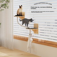 Moderne Katzenhängematte „Space Cabin“ – Klettergerüst, schwimmender Kratzbaum, Holz-Hängebett für Haustiere, abnehmbar, waschbar, ohne Bohren
