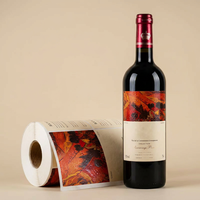 Etiquetas de Lujo para Botellas de Vino - Pegatinas Impermeables de Papel Texturizado con Estampado en Lámina Dorada para Botellas de Champán y Vino Tinto