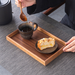 ถาดไม้เนื้อแข็งวอลนัทสำหรับเสิร์ฟชาและขนมในห้องนั่งเล่น - Product Image 4