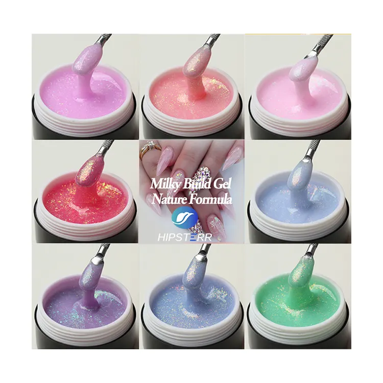 New Hipsterrgel Wholesale Milky Extension Gel Nails Building Modeling Hard UV Gel Polish Nebula Gel Builder Private Label