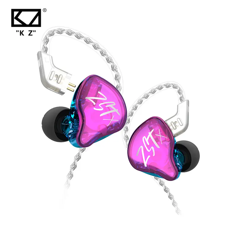 KZ ZST X 1DD+1BA hybrid driver unit Hi-Fi Headphones Bass Sports Monitor Noise Cancelling Sport Earphones PK ZST