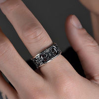 Nouveau rétro Tai argent plaqué croix bague à la mode Hip-Hop Punk Style minorité unique personnalisé niche ouverte bague pour hommes