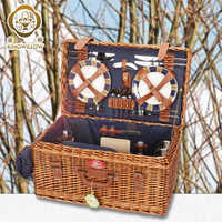 Holiday Best Panier à pique-nique tissé en osier et rotin pour 4 personnes