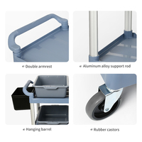 Chariot de rangement utilitaire robuste de grande taille avec roues, équipement de buffet, 3 niveaux, tube en aluminium et plastique, capacité de 50 kg, chariot alimentaire