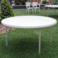 Table ronde pliante d'extérieur pour banquet, capacité de 10 personnes, en plastique HDPE durable, table à manger pour la maison, pour mariage, événement, fête