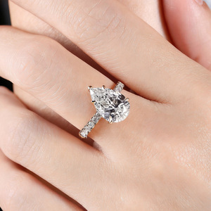 แหวนหมั้นเพชรทรงลูกแพร์ครึ่งวง SGARIT แบบสั่งทำพิเศษ ทองคำชมพู 14k เพชรเพาะเลี้ยงในห้องปฏิบัติการ พร้อมใบรับรอง IGI ระดับความสะอาด VVS สี D น้ำหนัก 1-2 กะรัต น้ำหนักรวม 3-4 กรัม เครื่องประดับสำหรับผู้หญิง - Product Image 2