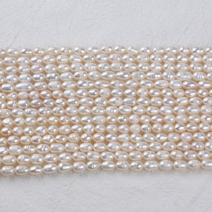 Zhuji 5-6mm White <b>Freshwater</b> Rice <b>Pearl</b> Natural Loose <b>Pearl</b> DIY Necklace <b>Bracelet</b> Material Color Options for Wholesale - Product Image 2