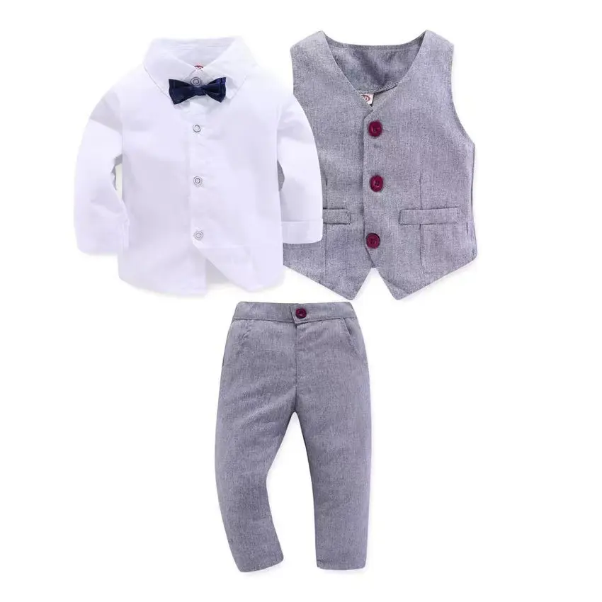 Custom Baby Boys Formal Gentleman Suit Kids Clothing Romper Suspenders Shorts Children Wedding Tuxedo Outfit