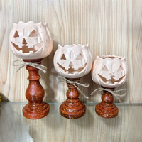 Porte-bougie citrouille d'Halloween Jack O' Lantern, décoration rustique style ferme, pour table, récolte d'automne, en céramique, sur piédestal, pour bougie chauffe-plat