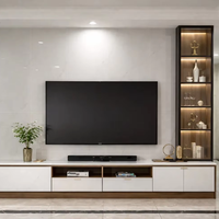 Meuble TV design moderne de luxe avec bande lumineuse intégrée pour salon intelligent – Nouveauté pour entrepreneur en aménagement intérieur