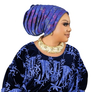 Últimos Diseños de Gorros Instantáneos Gele, Pañuelos Africanos para la Cabeza, Turbantes Nigerianos Listos para Usar, Gorros para <span class=keywords><strong>Mujer</strong></span> F054 - Product Image 1
