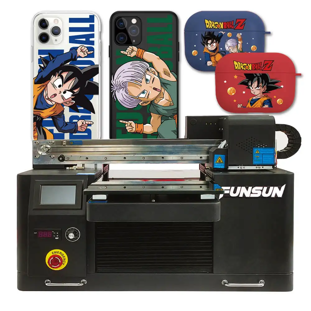 Funsun 3050 A3 Multipurpose Mini Small PVC Card Bottle Golf Desktop Rotary Flatbed LED UV Printer For Mobile Phone Case