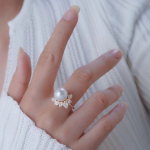 Base para Anillo de Plata S925, Hermosos Accesorios de Perlas para DIY, Cuentas Redondas de 11-12 mm, 1913 - Accesorios de Exhibición de Joyería de Lujo - Product Image 2