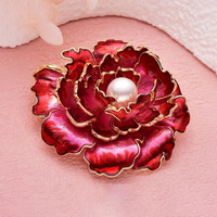 Broche personnalisée en perles de pivoine, élégante, pour femme, vente en gros