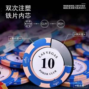 ชิปคาสิโนลาสเวกัสโป๊กเกอร์คลับ ขนาด 40 มม. น้ำหนัก 14 กรัม พลาสติกผิวเรียบ สำหรับเท็กซัสโฮลเอ็มและเกมไพ่ - Product Image 5