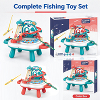 Table de jeu de pêche en mer 3 en 1, jouet de pêche électrique rotatif avec piste de glisse musicale, jouet interactif aquatique pour enfants