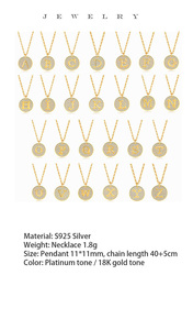 Collar con Iniciales de Plata de Ley 925 al por Mayor para Reventa, Colgante de Alfabeto Chapado en Oro de 18K, Ganku - Product Image 6