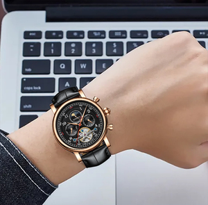 Montre pour homme tendance <span class=keywords><strong>2023</strong></span>, montres mécaniques J082, cuir <span class=keywords><strong>de</strong></span> luxe, livraison rapide, logo personnalisé - Product Image 4