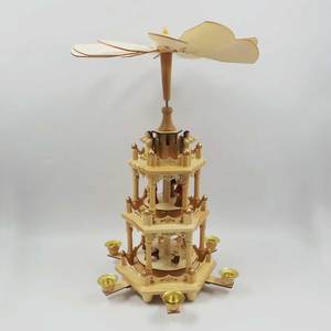 Traditional <strong>Christmas</strong> Wood Pyramid Craft Religious <strong>Nativity</strong> <strong>Set</strong> with Six Resin Candle Holders and Angel Style - Product Image 4