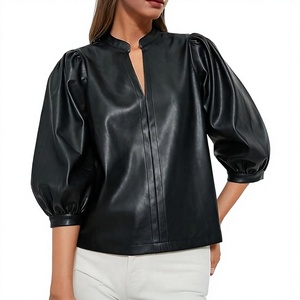 Haut en cuir pour femme sur mesure, anti-rétrécissement, respirant, style décontracté, en vente - Product Image 1