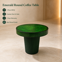 Table basse ronde en bois de burl vert émeraude de luxe, durable, meubles modernes pour salon
