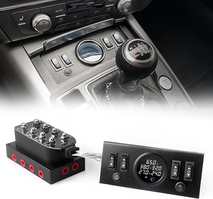 Solénoïde 12V pour suspension pneumatique 8 vannes avec panneau de commande et interrupteur de type bateau, équipé de cinq manomètres de pression d'air - Product Image 1