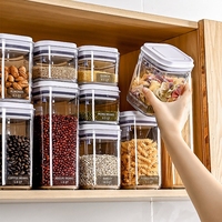 Conteneur de stockage alimentaire hermétique de 350 ml à 1800 ml avec couvercle à bouton-poussoir, boîte de rangement anti-humidité pour pâtes, spaghetti, céréales