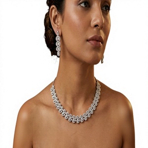 Chic Flower Shape <b>Crystal</b> Necklace and Earring <b>Set</b> Women's Rhodium Plated Alloy Jewelry Wedding Fashion Jewelry <b>Sets</b> - Product Image 2