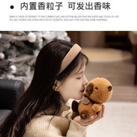 Porte-clés en peluche Capybara de la série Animaux, parfumé, mignon, mini poupée en coton PP, vente en gros
