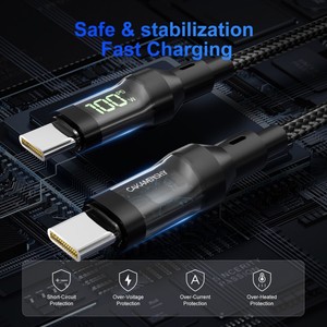 Fabricant de câble de charge rapide de haute qualité Type C PD 60W Transfert de données Adaptateur secteur USB C Téléphone portable avec écran LCD - Product Image 4