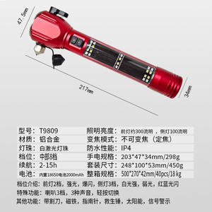 Linterna de Mano Multifuncional LED de 8W con Alarma, Imán, Cortador de Cuerdas, Luz de Emergencia de Aleación de Aluminio, Luz Blanca - Product Image 5