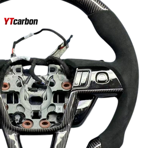YTcarbon สำหรับ MKX 16+ อะไหล่รถยนต์ อุปกรณ์ตกแต่งภายในรถยนต์ ปรับแต่งสไตล์รถแข่ง พวงมาลัยคาร์บอนไฟเบอร์แท้แบบกำหนดเอง - Product Image 6