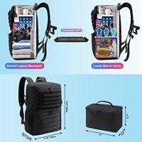 Sac à dos pour ordinateur portable Spoir Denim 15,6 pouces avec fermeture éclair, boîte à lunch isotherme, unisexe, tactique, décontracté, pour les trajets quotidiens, pique-nique, collège - Noir