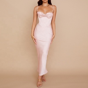 sachin and babi light blue dress Club L London Blush Pink Satin Bandeau Maxi Dress With Fringe