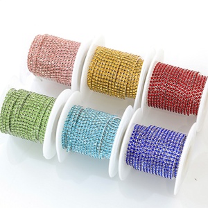 OLeeya 10 yardas SS6-SS18 Adorno de cristales de strass con purpurina densa, cadena de copas de diamantes de imitación para coser en prendas y proyectos DIY - Product Image 2